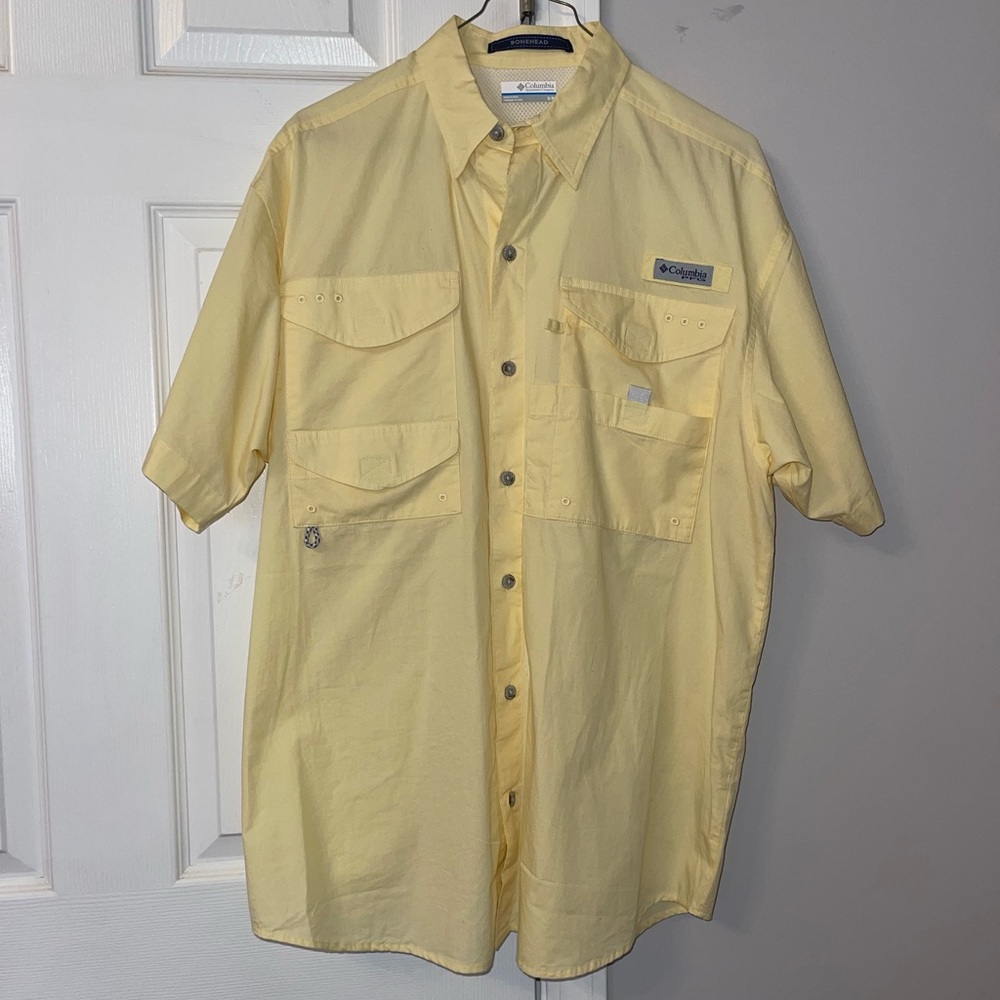 Yello Columbia PFG bonehead shirt